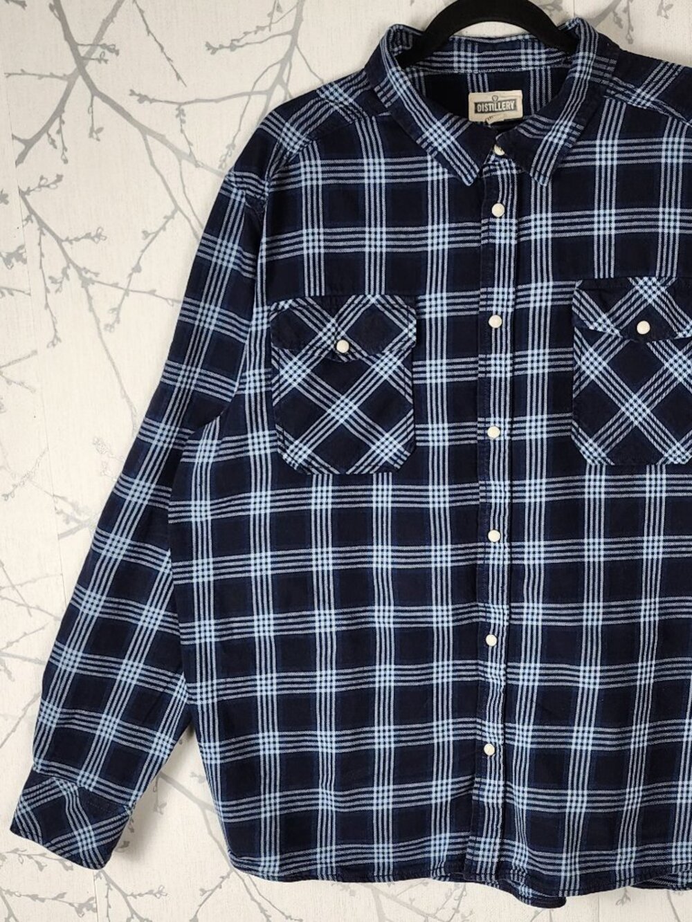 Distillery Navy Plaid 100% Cotton Pearl Snap Western Shirt